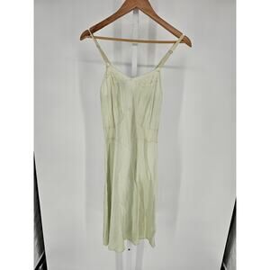 Vintage 1970s Corette Womens Sz 36 Midi Length Satin Nightgown Light Green